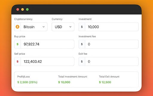 Bitcoin Investment Calculator  from Chrome web store to be run with OffiDocs Chromium online