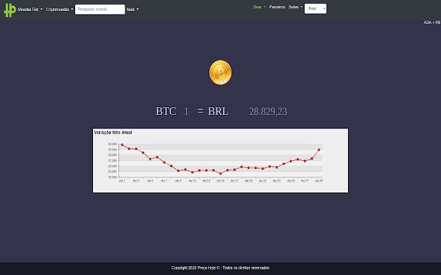 Bitcoin Preço Hoje  from Chrome web store to be run with OffiDocs Chromium online