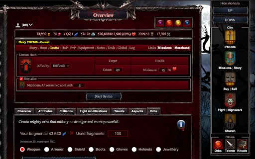 BiteFight Silver Auto Adventure  from Chrome web store to be run with OffiDocs Chromium online