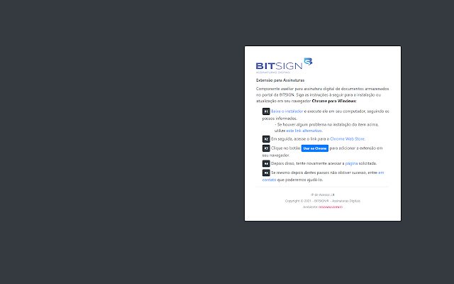 BITSIGN Assinador ze sklepu internetowego Chrome do uruchomienia z OffiDocs Chromium online