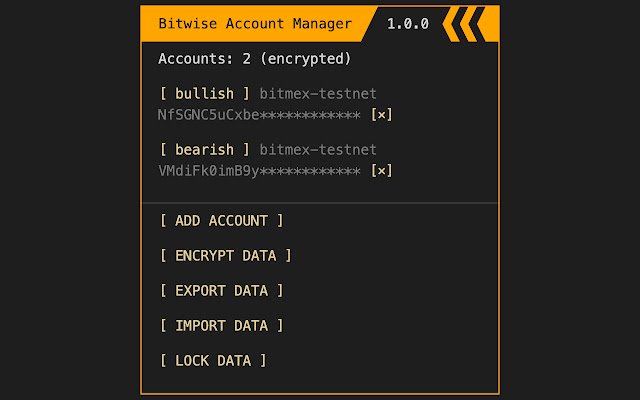 Bitwise Account Manager จาก Chrome เว็บสโตร์ที่จะรันด้วย OffiDocs Chromium ทางออนไลน์