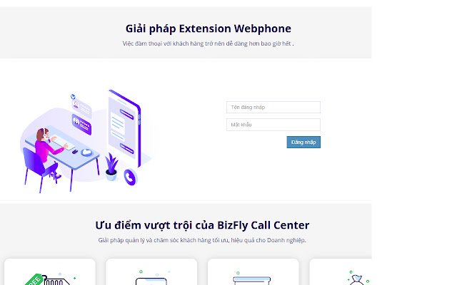 Bizfly Callcenter de Chrome web store se ejecutará con OffiDocs Chromium en línea