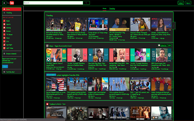 Black and Green YouTube  from Chrome web store to be run with OffiDocs Chromium online