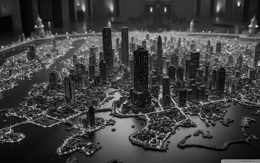 Black and White Miniature City at Night  from Chrome web store to be run with OffiDocs Chromium online