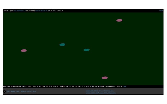 Black Badger Labs: Bacteria Quest  from Chrome web store to be run with OffiDocs Chromium online