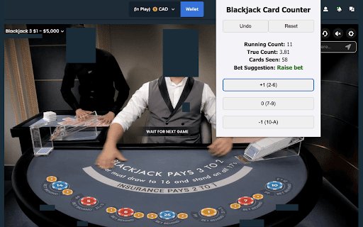 Blackjack Card Counter  from Chrome web store to be run with OffiDocs Chromium online