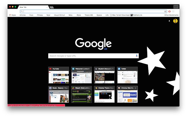Chrome ウェブストアの Black Theme White Stars を OffiDocs Chromium online で実行