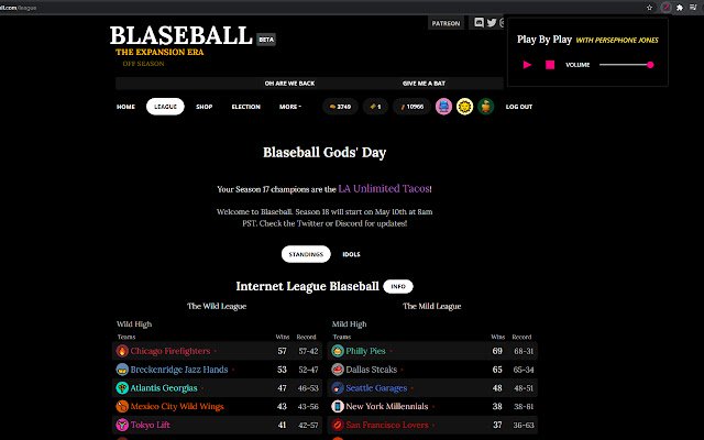 Blaseball با Persephone Jones از فروشگاه وب Chrome با OffiDocs Chromium به صورت آنلاین اجرا می شود