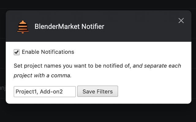 BlenderMarket Notifier  from Chrome web store to be run with OffiDocs Chromium online