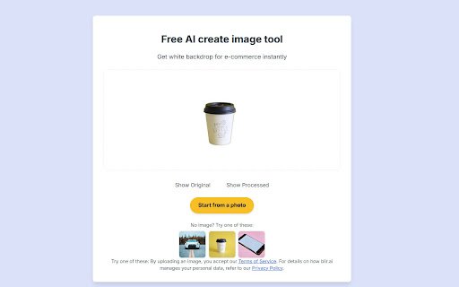 Blir AI – White Background Editor  PNG Maker  from Chrome web store to be run with OffiDocs Chromium online