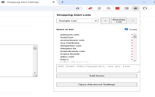 (B)lister Shopping Alert Extension  from Chrome web store to be run with OffiDocs Chromium online