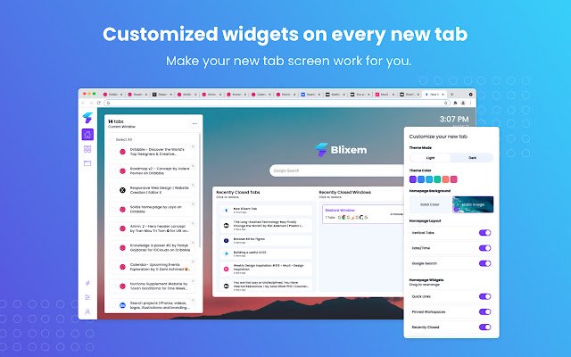 Blixem Tab Manager จาก Chrome เว็บสโตร์ที่จะรันด้วย OffiDocs Chromium ทางออนไลน์