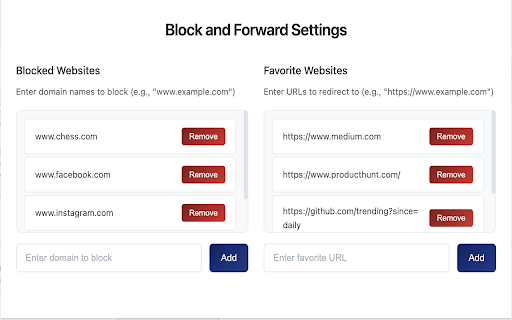 Block and Forward  from Chrome web store to be run with OffiDocs Chromium online