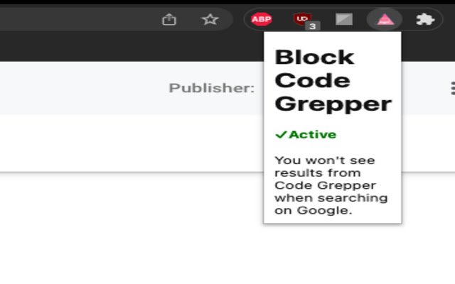 Block Code Grepper  from Chrome web store to be run with OffiDocs Chromium online