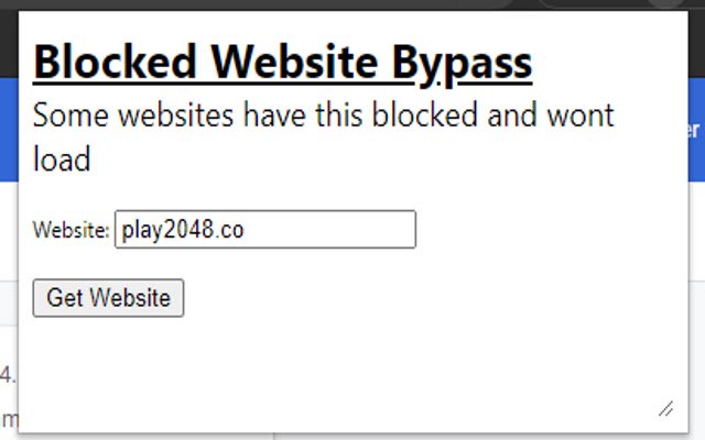 Blocked Website Bypass  from Chrome web store to be run with OffiDocs Chromium online