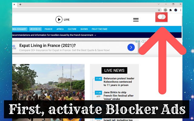 Blocker Ads  from Chrome web store to be run with OffiDocs Chromium online