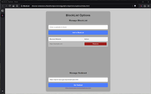 BlockList  from Chrome web store to be run with OffiDocs Chromium online
