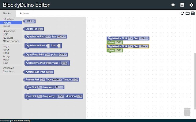 BlocklyDuino Editor  from Chrome web store to be run with OffiDocs Chromium online