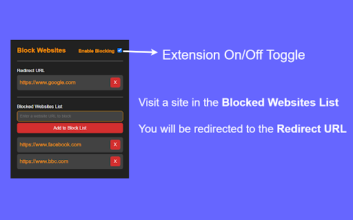 Block Websites  from Chrome web store to be run with OffiDocs Chromium online