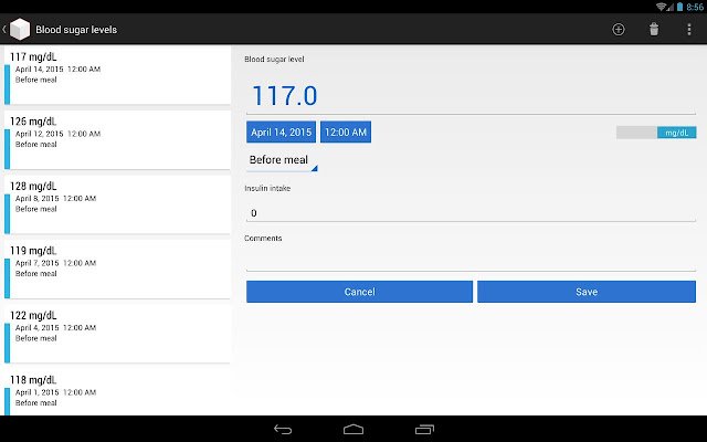 Blood Sugar Manager  from Chrome web store to be run with OffiDocs Chromium online