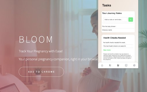 Bloom: Pregnancy Tracker  Baby Development Companion  from Chrome web store to be run with OffiDocs Chromium online