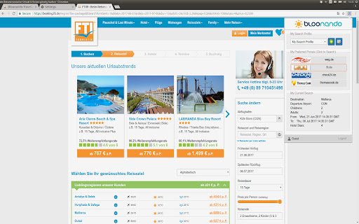 Bloonando TravelAgent2Go  from Chrome web store to be run with OffiDocs Chromium online