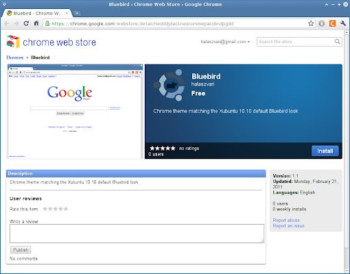 Bluebird uit de Chrome-webwinkel voor gebruik met OffiDocs Chromium online
