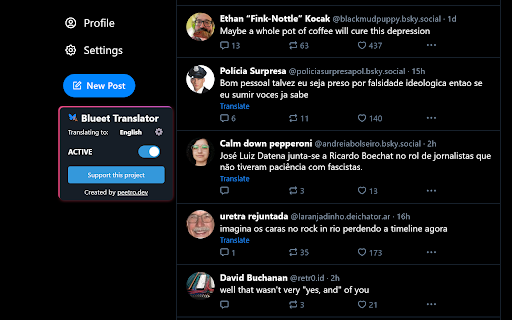 Blueet Translator  from Chrome web store to be run with OffiDocs Chromium online