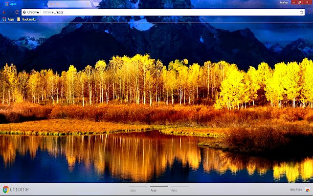 Blue Fall Lake Reflection uit de Chrome-webwinkel wordt uitgevoerd met OffiDocs Chromium online