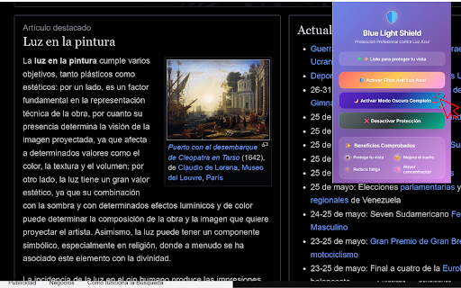 Blue Light Shield Pro Protección Ocular  from Chrome web store to be run with OffiDocs Chromium online