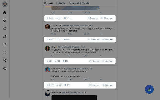 Bluesky for Everyone  from Chrome web store to be run with OffiDocs Chromium online