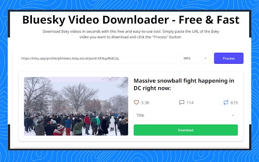 Bluesky Video Downloader Free  from Chrome web store to be run with OffiDocs Chromium online