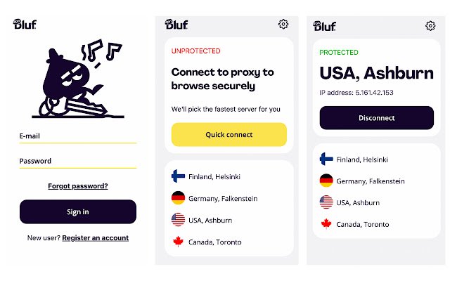 BlufVPN  from Chrome web store to be run with OffiDocs Chromium online
