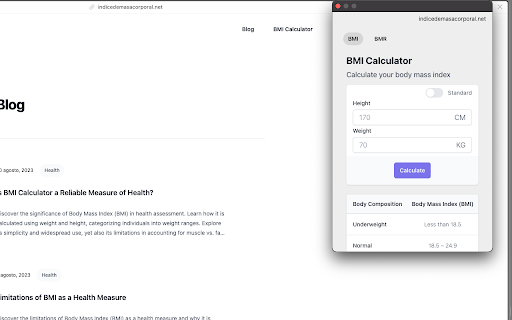 BMI and BMR calculator  from Chrome web store to be run with OffiDocs Chromium online
