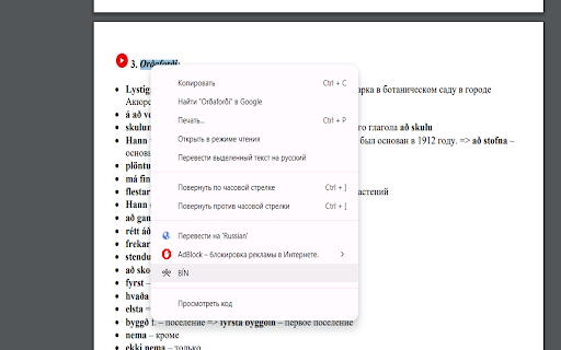 BÍN  from Chrome web store to be run with OffiDocs Chromium online