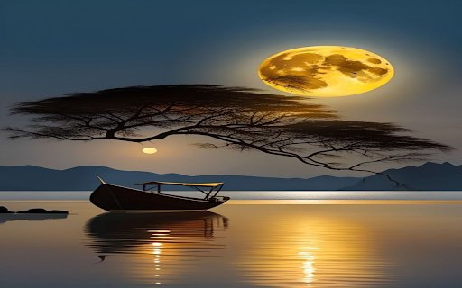 Boat under the moon and sun wallpaper  from Chrome web store to be run with OffiDocs Chromium online
