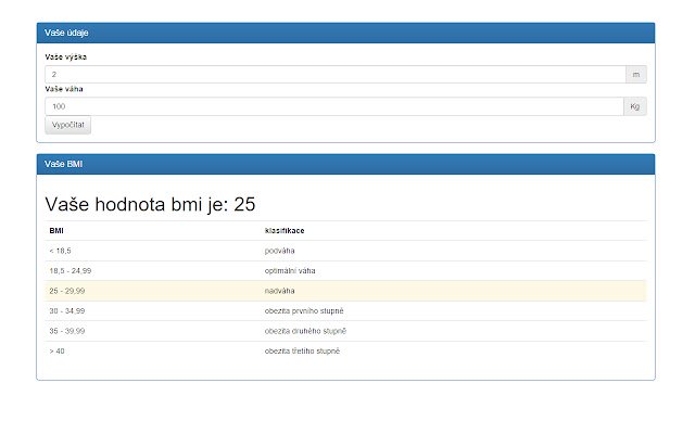 Body Mass Index Calculator  from Chrome web store to be run with OffiDocs Chromium online
