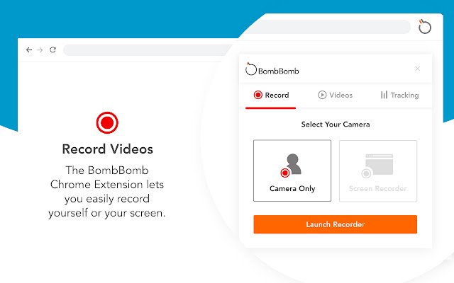 מקליט מסך מצלמת וידאו BombBomb מחנות האינטרנט של Chrome להפעלה עם OffiDocs Chromium באינטרנט