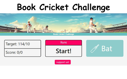 Book Cricket Challenge  from Chrome web store to be run with OffiDocs Chromium online