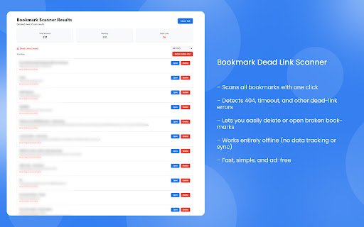 Bookmark Dead Link Scanner  from Chrome web store to be run with OffiDocs Chromium online