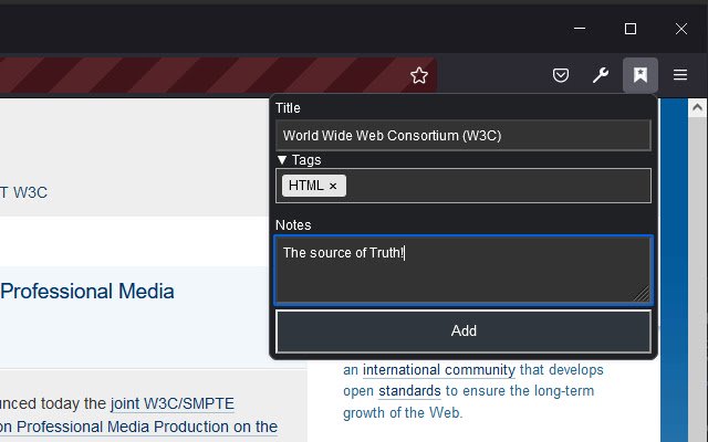 Bookmarker für Nextcloud aus dem Chrome-Webshop zur Ausführung mit OffiDocs Chromium online