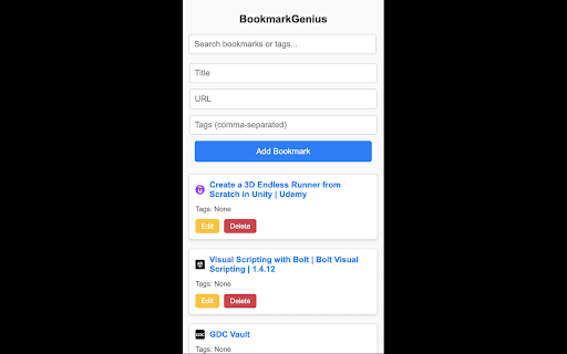 BookmarkGenius  from Chrome web store to be run with OffiDocs Chromium online