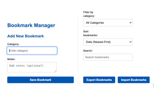BookmarkManager  from Chrome web store to be run with OffiDocs Chromium online