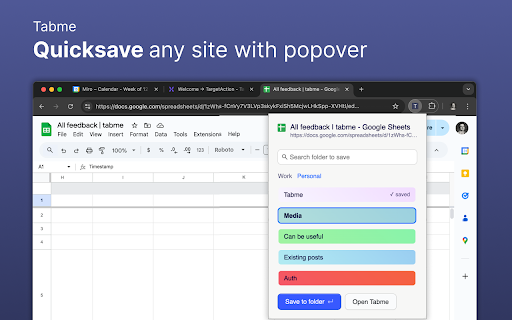 Bookmark Manager for New Tab | Tabme  from Chrome web store to be run with OffiDocs Chromium online Bookmark Manager for New Tab | Tabme  from Chrome web store to be run with OffiDocs Chromium online