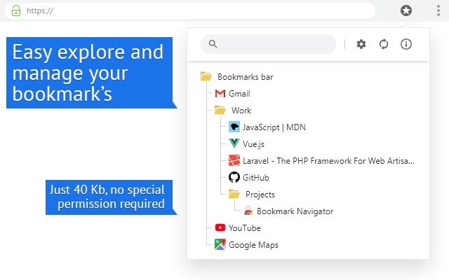 Bookmark Navigator من متجر Chrome الإلكتروني ليتم تشغيله مع OffiDocs Chromium عبر الإنترنت