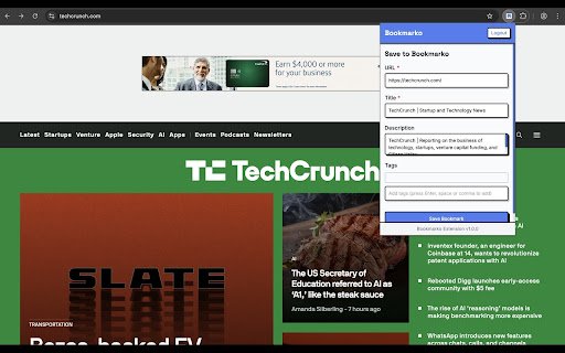 Bookmarko  from Chrome web store to be run with OffiDocs Chromium online