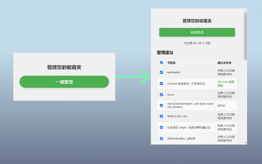BookMark Organizer  from Chrome web store to be run with OffiDocs Chromium online