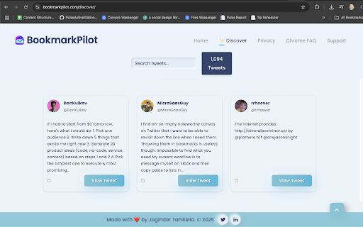 BookmarkPilot  from Chrome web store to be run with OffiDocs Chromium online
