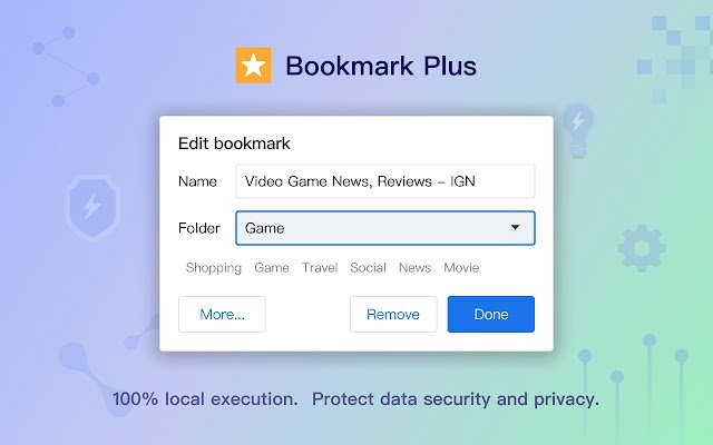 Bookmark Plus dari toko web Chrome untuk dijalankan dengan OffiDocs Chromium online
