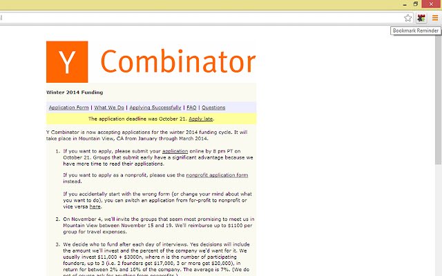 Bookmark Reminder  from Chrome web store to be run with OffiDocs Chromium online
